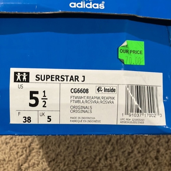 Adidas Superstar J Cloud White Real Pink Shoes CG6608 big kids - Picture 15 of 16